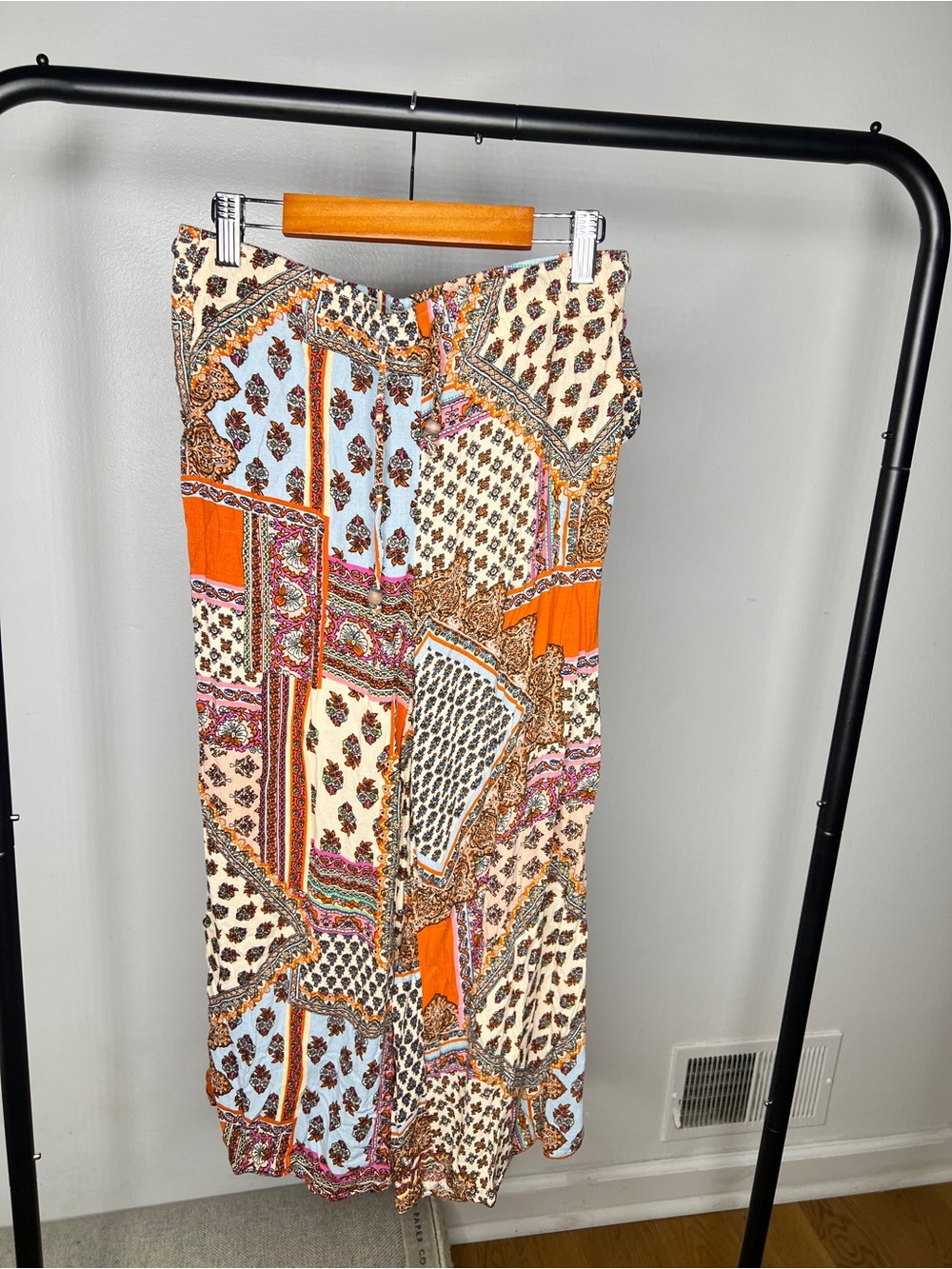 Christian Siriano Orange Multi Patchwork Maxi Skirt